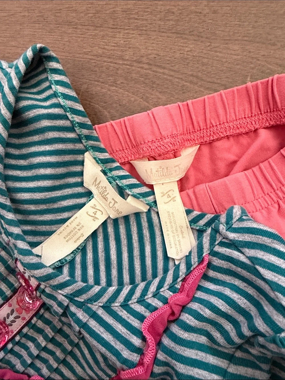 Matilda Jane Teal Stripe & Pink Floral Two-Piece Outfit